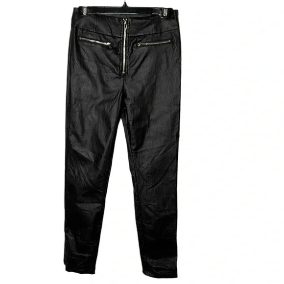 Princess Polly faux leather pants,women size 8, black,zipper,stretchy,party,goth - Picture 2 of 15